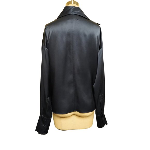 Silk Front Tie Blouse Midnight Blue - Picture 2 of 2